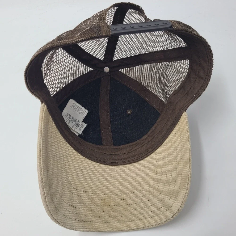 The North Face Hat Snapback Trucker Mesh Beige Brown Logo Patch Hike Outdoor Men